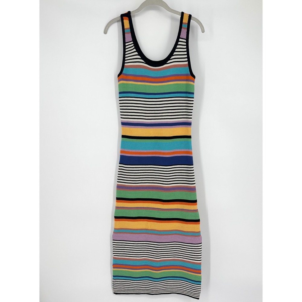 Roxy Sunshine Bouquet Crochet Midi Dress‎ Sz XS Rainbow Stripe Tank Beach Surf - Picture 5 of 15